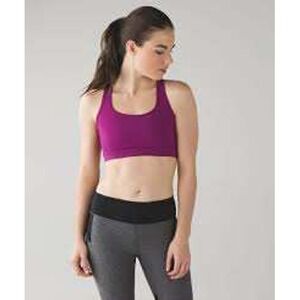 Lululemon MAKING MOVES Bra Purple Racerback Mesh Pocket Sports Bra Size 10